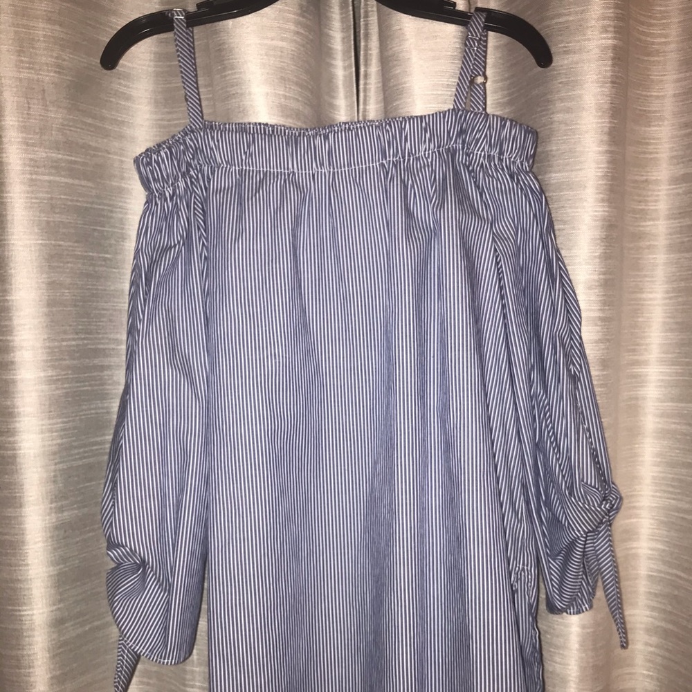 White and Blue Striped Blouse